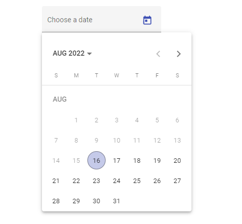 Disable Previous Dates in a Mat Datepicker in Angular