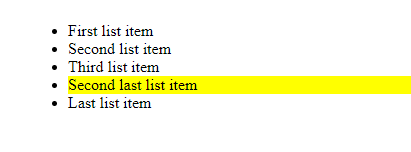 Select second last list item in CSS