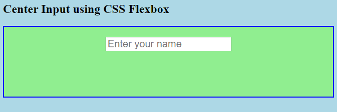 Center input using CSS flexbox