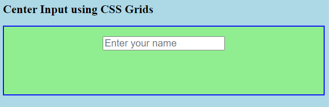 Center an input field using CSS grids