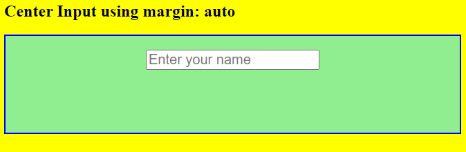Center an input using margin auto