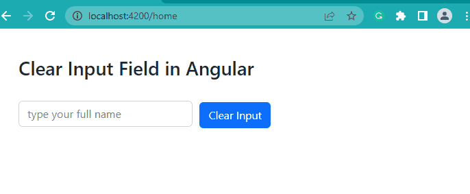 Clear an input field using the reset() method in Angular