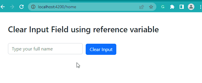 clear an input field using the template reference variable in angular