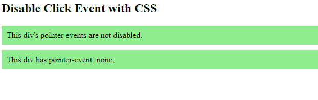 Problem with disabling click event using css