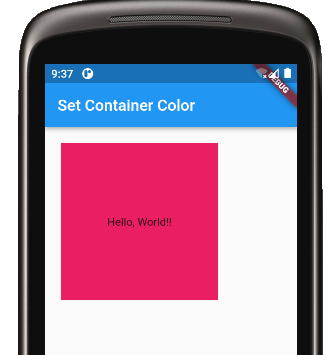 Set the background color of a Container widget in Flutter