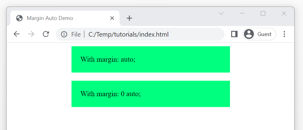 margin: auto; vs margin: 0 auto; in CSS