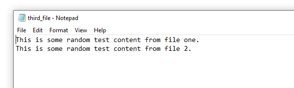 Output of C Program to Merge the Contents of Two Files into a Third File